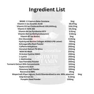 Hair Restoration Growth Vitamins